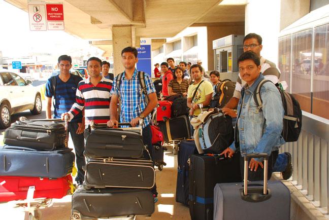 Akshay Harshe|Mercury Staff
Indian students arrive at the DFW International Airport on Aug. 14. Many students coming from overseas must wait until the end of August to move into their apartments. Meanwhile, a record total of 700 international students have requested short-term accommodations.