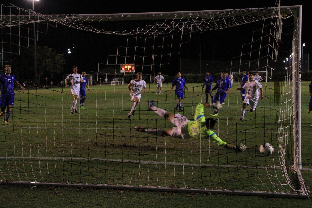 Arun Prasath|Staff Photographer
The Comets kick in one of their four goals against LeTourneau on Oct. 2. UTD won 4-3.