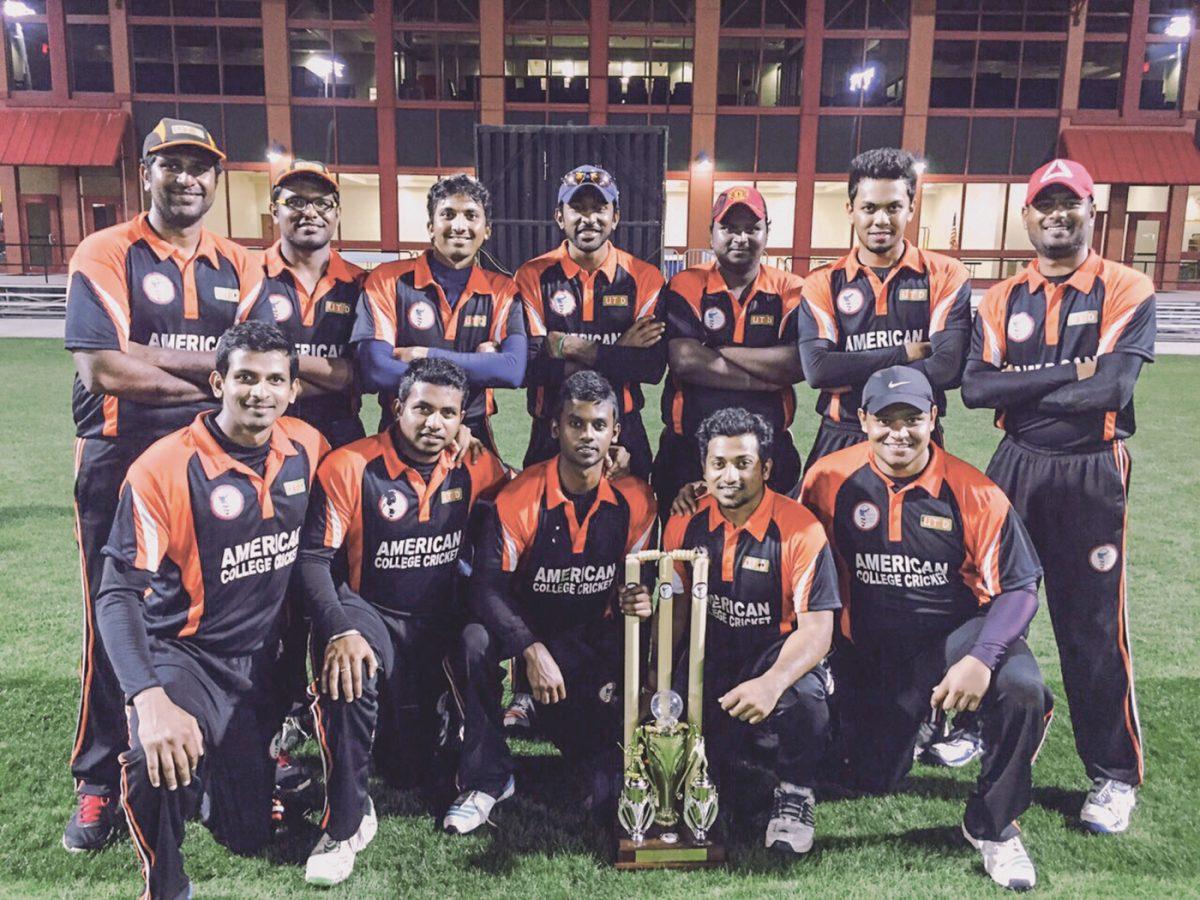 Sharath Raam|Courtesy
Members of the cricket team pose with the American College Cricket national championship trophy. The team won the competition despite only playing as an organized squad for a little over three months. Once the team becomes an official club, they plan to teach the game to novice players.