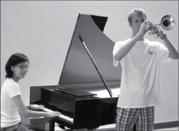 Albert Ramirez|Staff
Pianist Truc Do, biochemistry freshman, and trumpeter Phillip Campbell, electrical engineering freshman, aim to make Comet Conservatory a hub for musical talent and collaboration on campus.