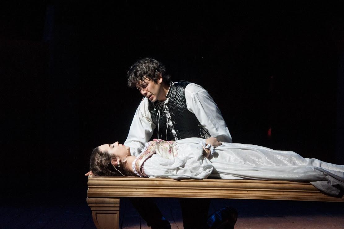 Linda Blase | Courtesy
Fiona Robberson as Juliet and Ricco Fajardo as Romeo in a scene from Shakespeare Dallas' "Romeo and Juliet" production. 