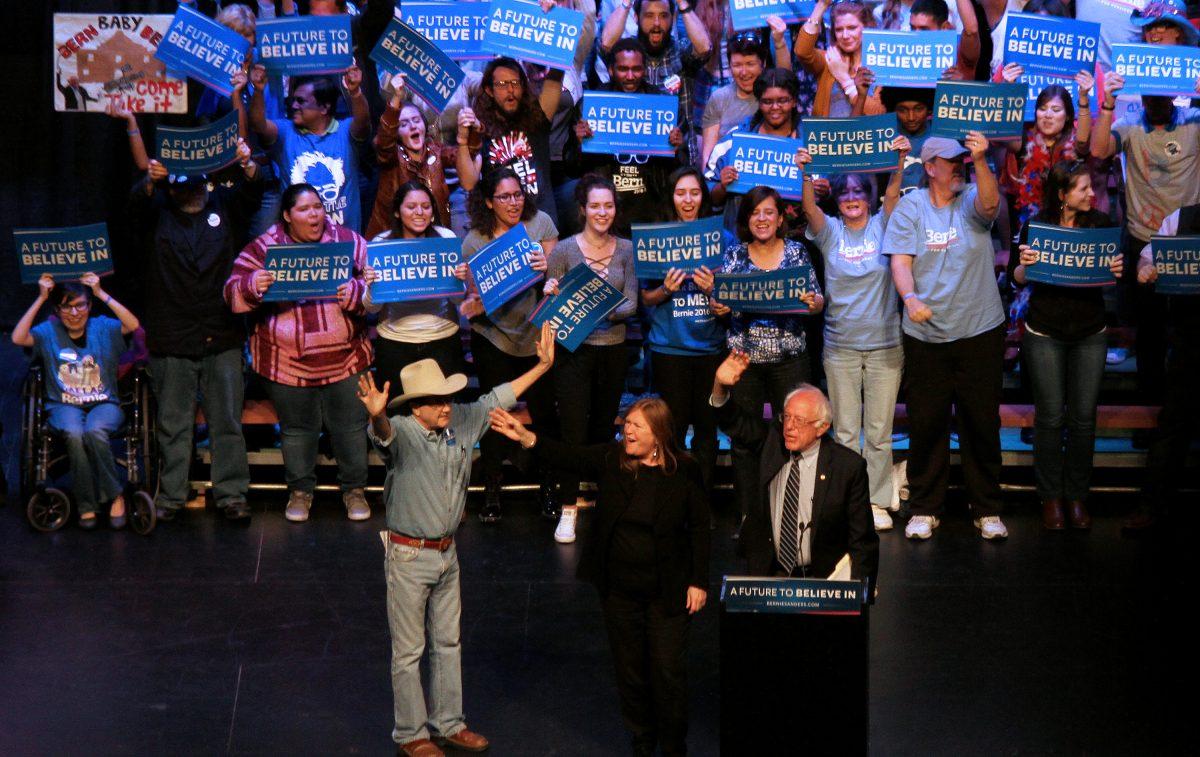 Rally attendees “Feel the Bern”