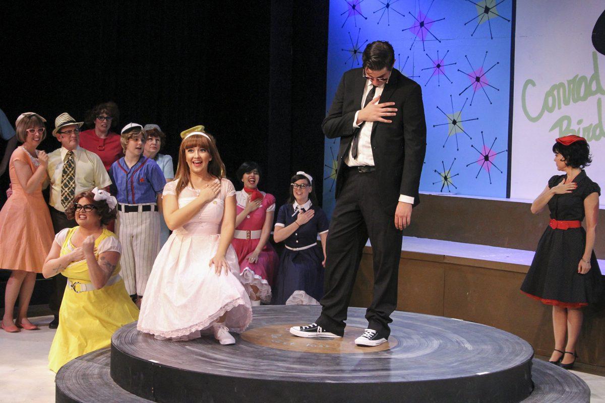 Speech and pathology student Arianna Reyher plays the role of Kim McAfee in Repertory Company Theatre’s production of “Bye Bye Birdie.” Reyher has been performing with RCT since she was 10 years old. Photo by Esteban Bustillos | Mercury Staff.
