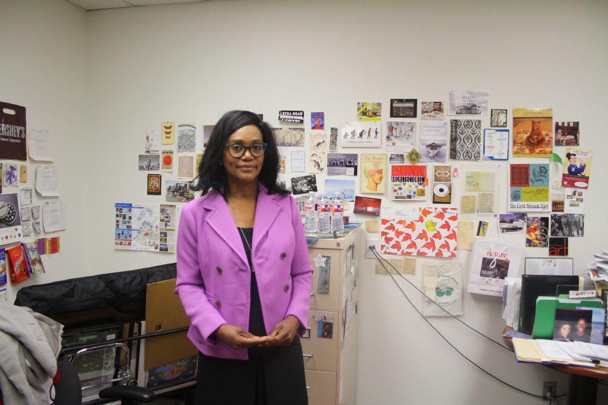 Loreen Henry, a senior librarian at the McDermott Library, serves as a liaison to the School of Management and is responsible for collecting literature for the library. Photo by Yash Musalgaonkar | Mercury Staff.
