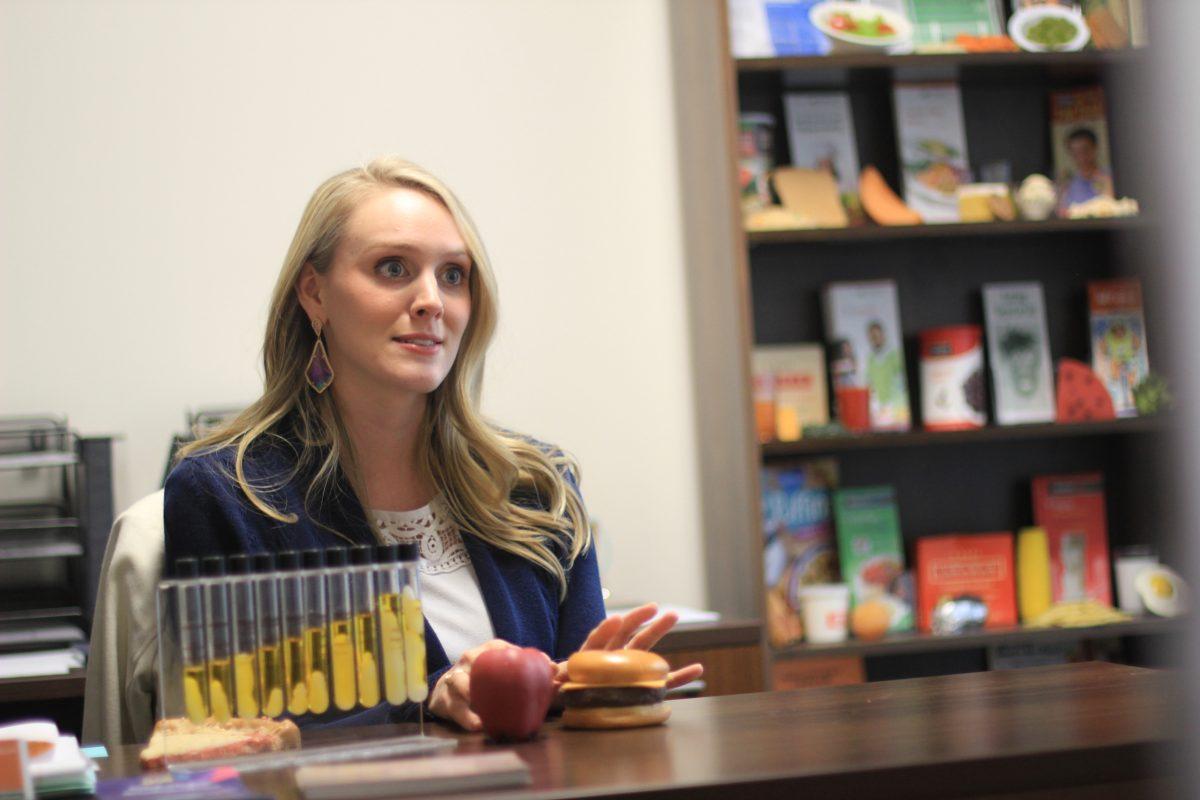 Sara Asberry, a registered dietitian at the Wellness Center, said students should be realistic when planning New Year’s resolutions. To help students stay on top of their goals, Asberry is helping launch Resolution Revolution, a community health program. Photo by Ankith Averineni | Mercury Staff.