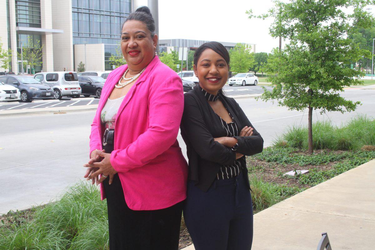 Tepou Helu (left) is running for mayor of Euless and UTD student Vera Layton is supporting her mother in the election. Photo by Srichandrakiran Gottipati | Mercury Staff.