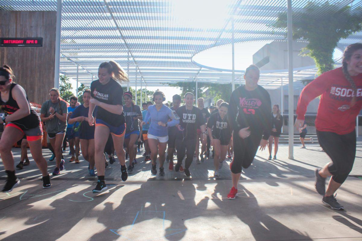 Student-athletes ran in the Division III Week 5K on April 8. The race was held on campus following a week of events celebrating athletics at UTD, which also included a breakfast thanking faculty and professors of athletes. Photo by Srikar Baskara | Mercury Staff.