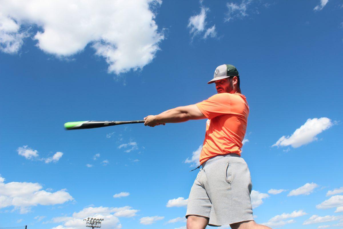 Barry Casey, a junior infielder, worked on his swing during a practice on the UTD baseball field on April 5. Casey, who started in all 37 games this season with a batting average of .411, is one of 13 transfer students brought in for this season to help replenish the depleted roster following the graduation of nine seniors. The team sits at third place in the ASC with three games left to play in the season, going 28-9 (16-5 ASC) on their way to a 14th place national ranking. Photo by Srikar Baskara | Mercury Staff.