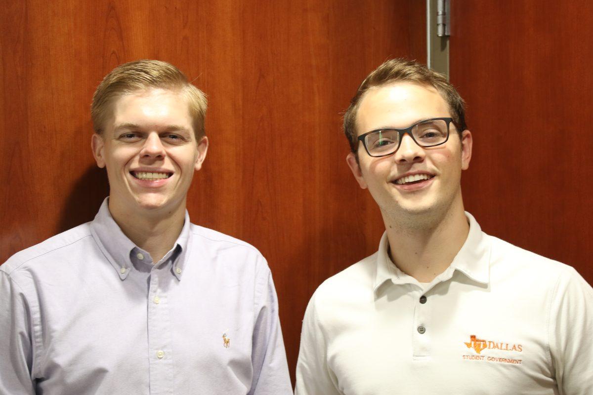 Student Government President JW Van Der Schans (left) and Vice President Alex Holcomb served on SG committees in past years and talk about future plans. Photo by William Legrone | Mercury Staff.