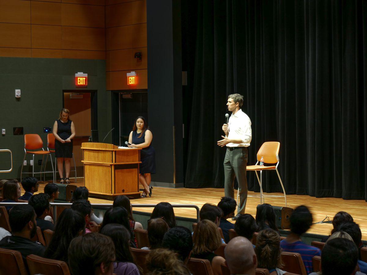 Beto O’Rourke, the U.S. representative for Texas’s 16th congressional district in El Paso, spoke at UTD in the SSA auditorium on Sept. 20 at an event held by No Labels. Photo by David Worman | Mercury Staff.