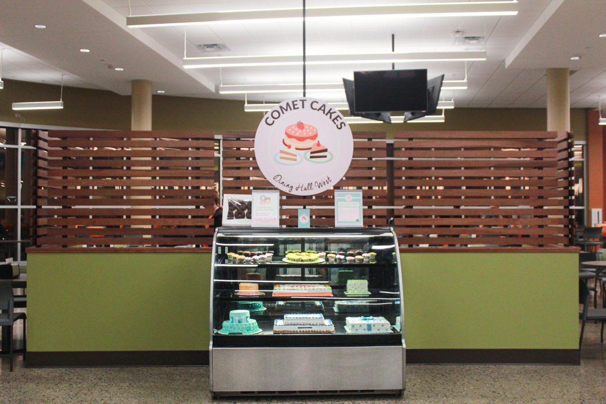 Comet Cakes, a new on-campus bakery service, opened on the first day of classes and is located in Dining Hall West. Customers can place orders for dessert items in person or over the phone. Photo by Srikar Sudarsan Baskara | Mercury Staff.