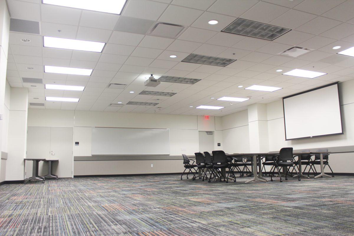 Only open to Greek life, the new Ritual Room is a place for fraternities and sororities to host meetings, events or come together to celebrate Greek life.  The room is on the bottom floor of the Student Union. Photo by Srikar Sudarsan Baskara | Mercury Staff.