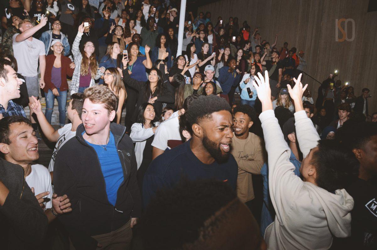 Students dance at the second iteration of Lit at the Plinth, a series of events featuring performances from students. Photo courtesy of Innovative Students Organization.