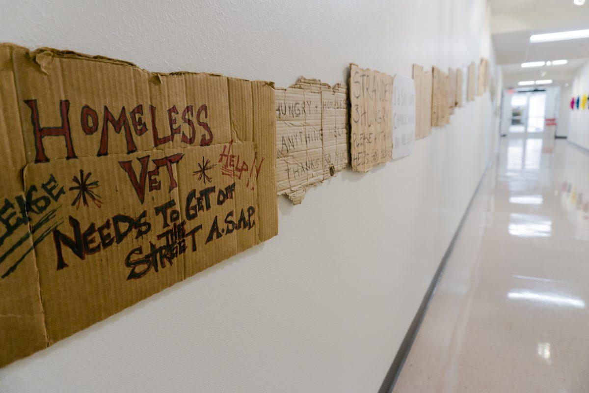 Representing art from nine UTD alumni, the Derive Art exhibition, located on the third level of the Administration Building, went on public display on Sept. 26. Art pieces will rotate in and out of the gallery in late November. Photo by Anupam Gupta | Mercury Staff.