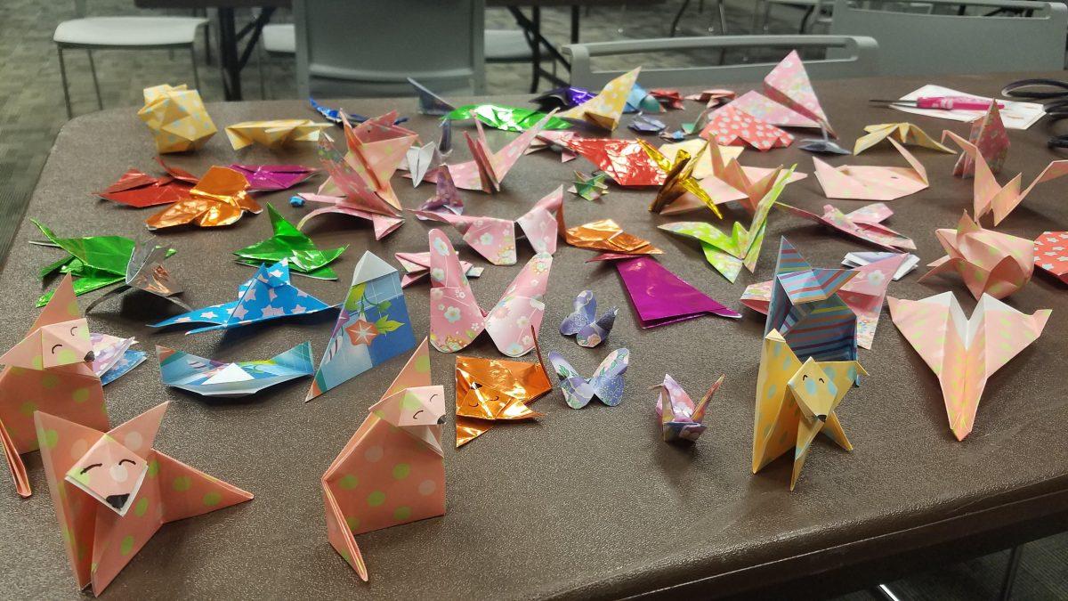 Symbiosis, a group that focuses on the arts and sciences, sold origami figures to fundraise for Hurricane Harvey relief efforts. Photo courtesy of Symbiosis.