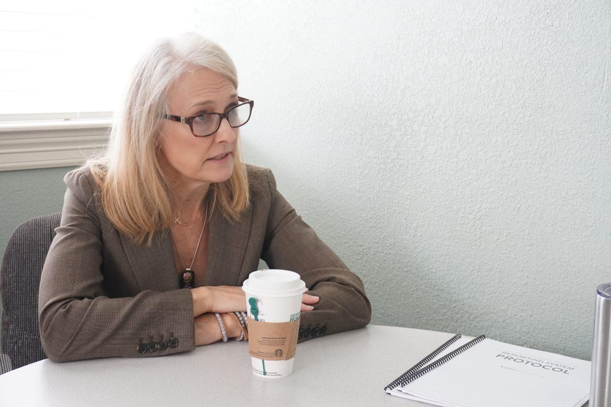 Wendy Hanna, executive director of The Turning Point Rape Crisis Center in Plano, speaks about the counseling, education and advocacy services offered by the organization. Photo by Anupam Gupta | Mercury Staff.