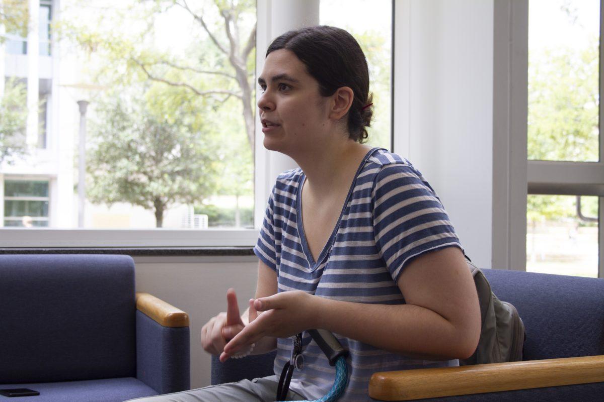 Jax Schmisseur, an arts and technology senior, said he sought approval from the Office of Student AccessAbility to have his cat live with him in a residence hall. Photo by Soujanya Bhat | Mercury Staff.