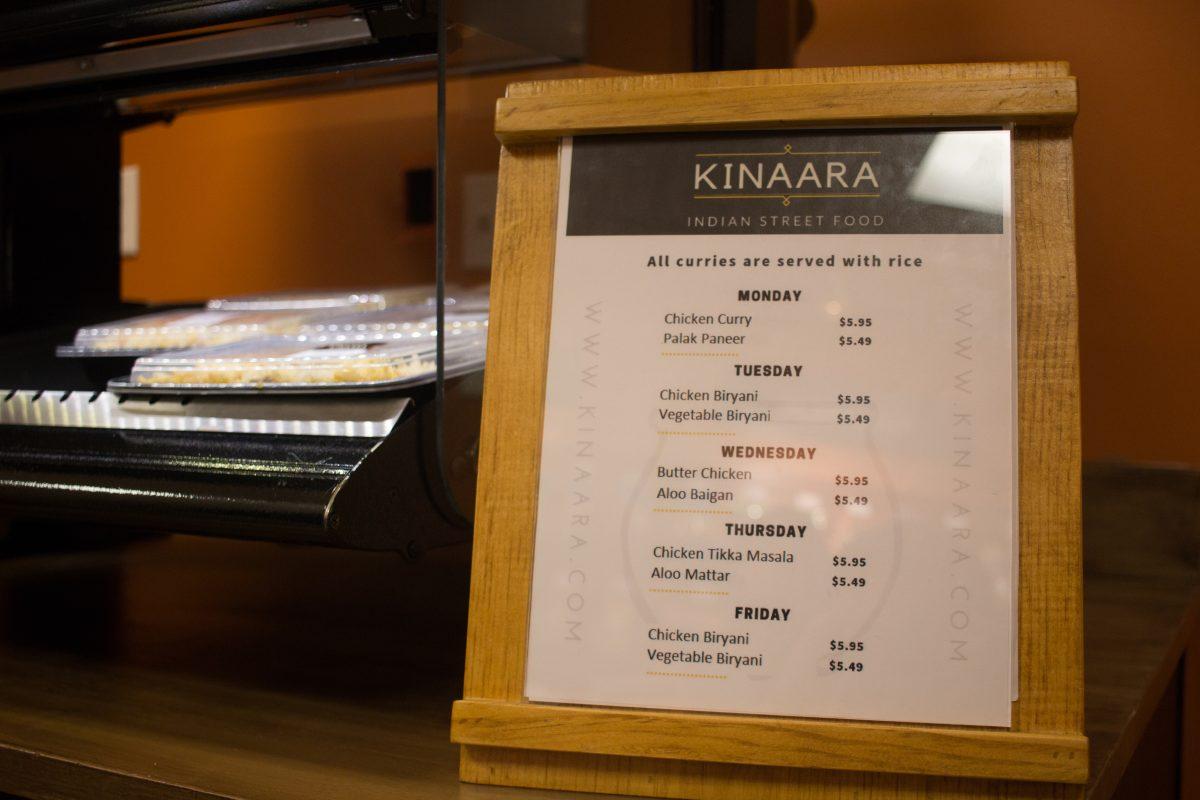 The Kinaara section of The Market on the upper level of the SU has a rotating menu of Indian dishes such as biryani and butter chicken served throughout the week. Photo by Pavan Tauh | Mercury Staff.