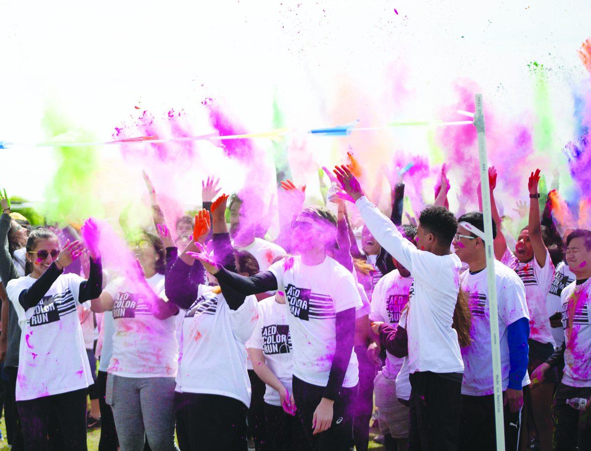 UTD’s Alpha Epsilon Delta hosted its first annual color run to raise money for Wendy’s Eagles and the Lymphoma Research Foundation. Photo by Noah Whitehead | Photo Editor.