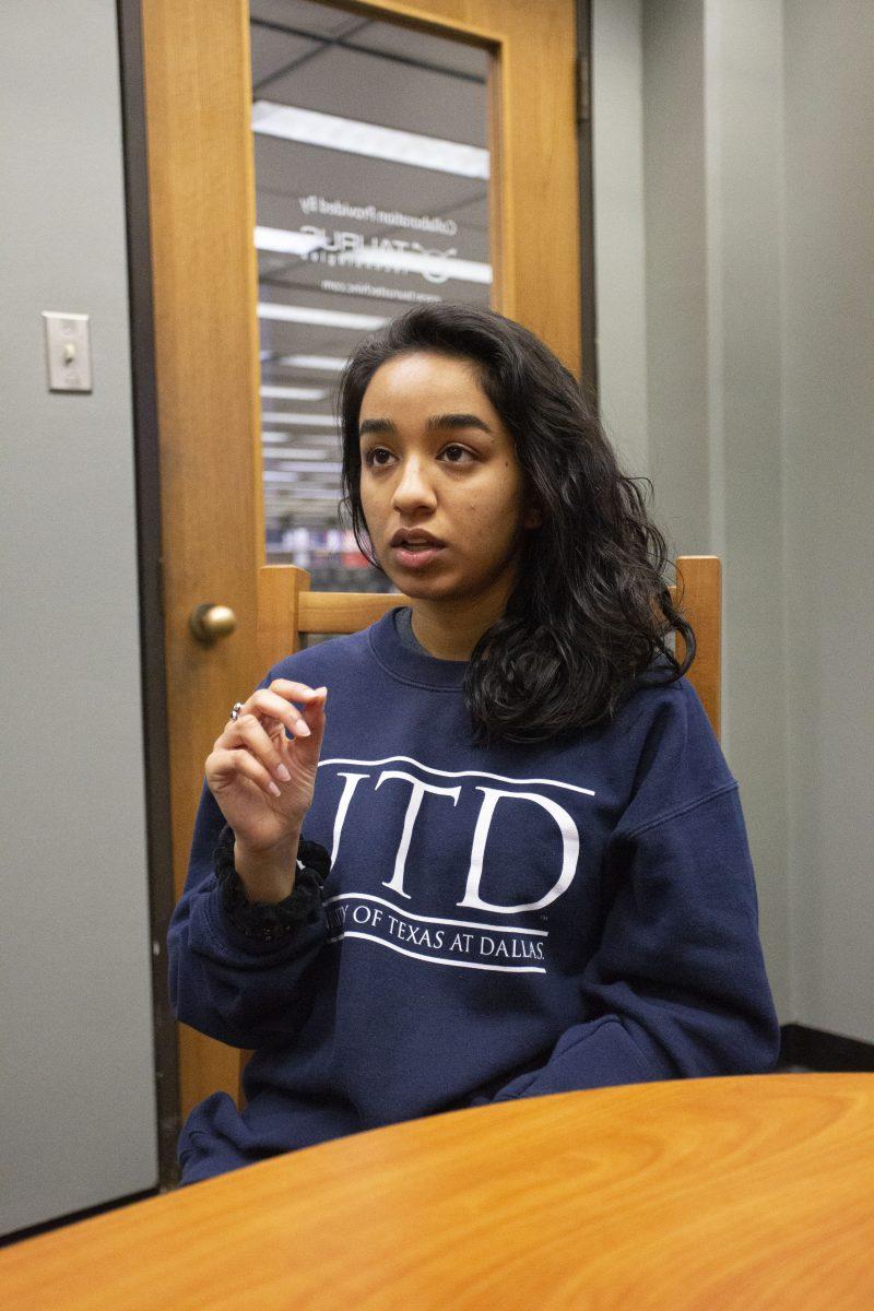 Healthcare management sophomore Bethany Zachariah is the co-director of Dhunki, a South Asian a cappella group at UTD. Photo by Medha Somisetty | Mercury Staff.