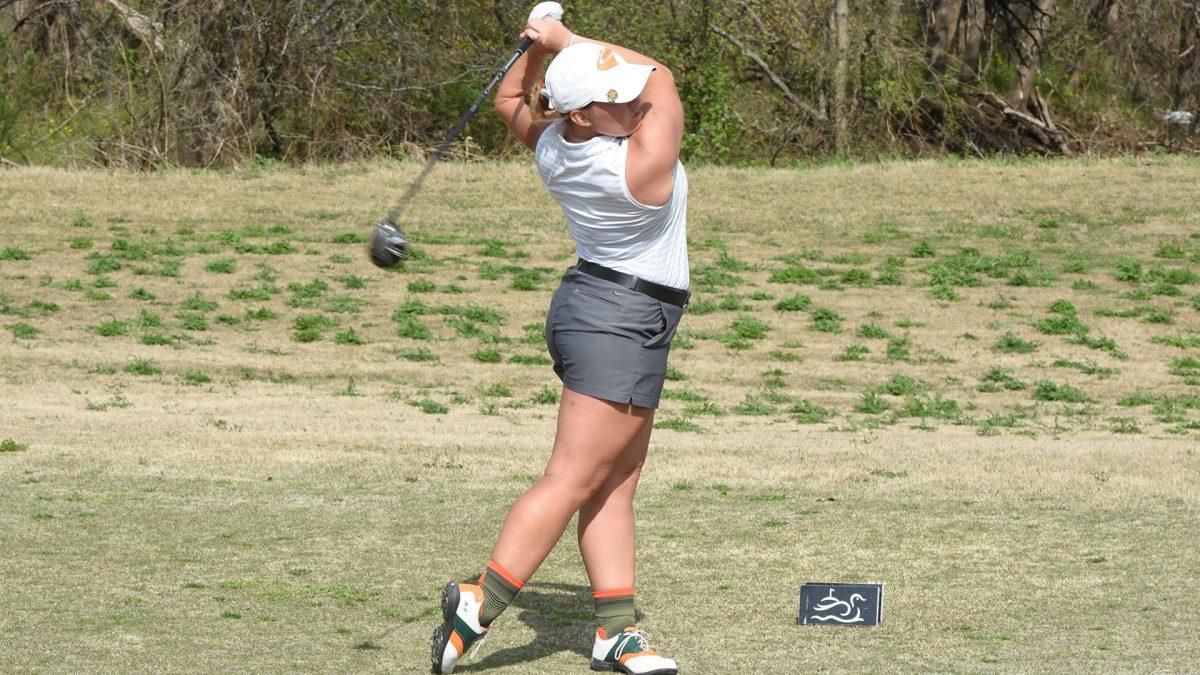 Junior golfer Marissa Langer said wind and low temperatures affected her performance at the Pinecrest Intercollegiate Tournament, where the team took second place. Photo courtesy of UTD Women's Golf. 