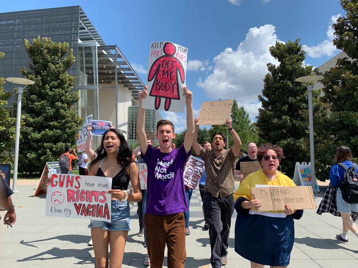 Campus organizations Deeds Not Words and Democratic Socialists attended the Sept. 9 demonstration to lead counter-protests. Representatives from Comets for the Preborn said they hoped the event would start a conversation about abortion.
Photo Courtesy of Deeds Not Words