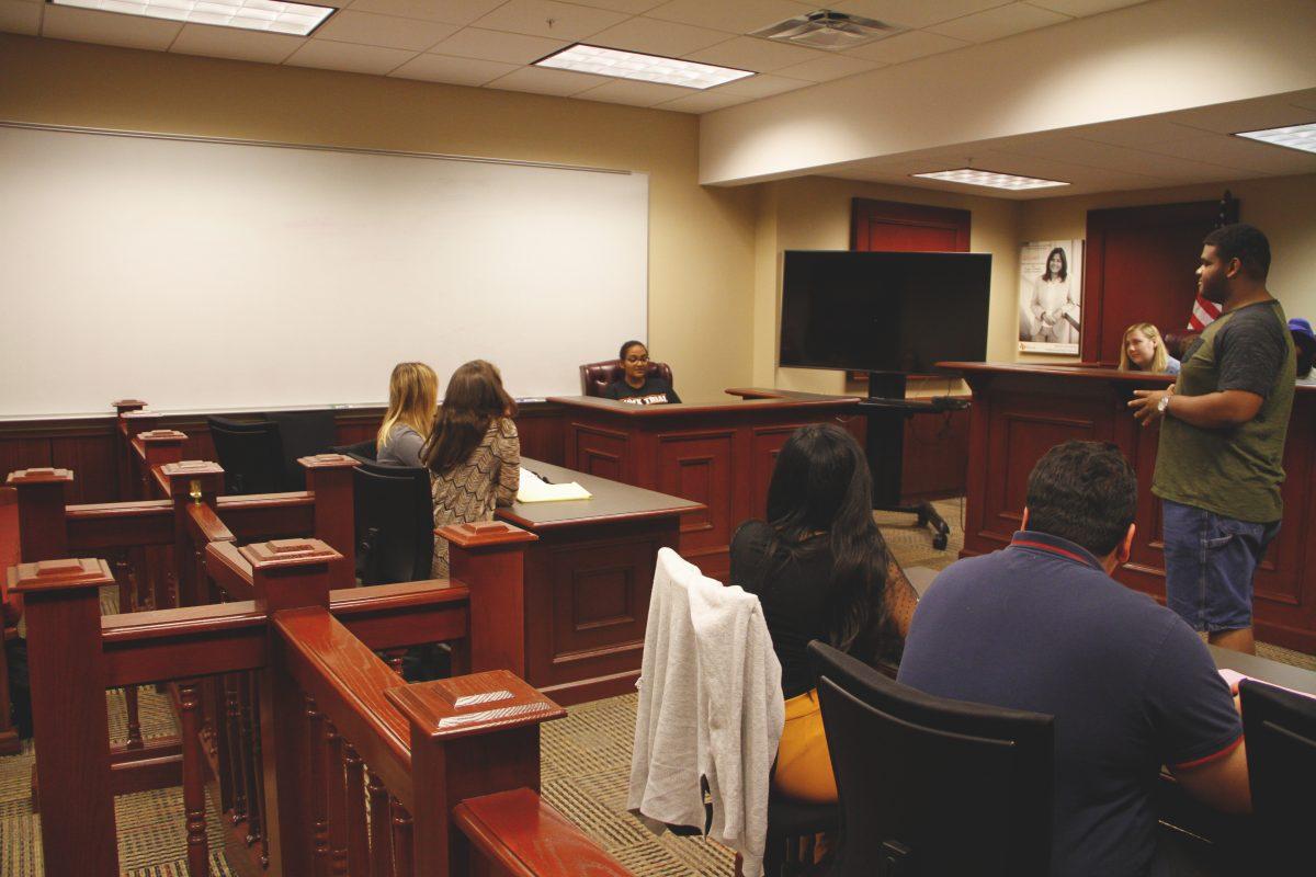 UTD Mock Trial members argued their cases in front of judges at the tournament. Photo by Roshan Khichi | Mercury Staff