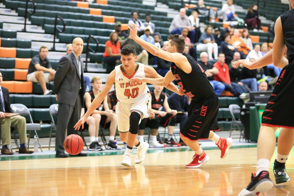 Doctors said senior guard Curtis Allen (#40, pictured above) had a 6% chance of survival after the former player's heart stopped during a Nov. 8 game. Photo Courtesy of UTD Athletics Department