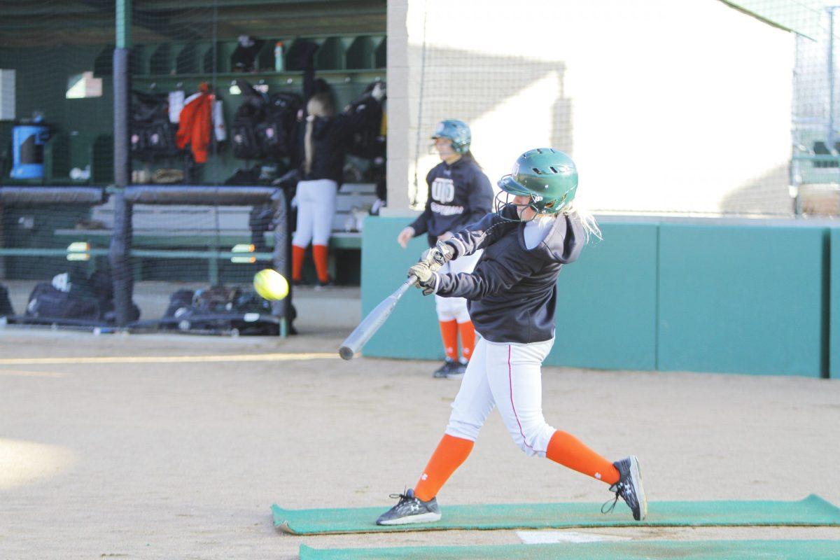 The UTD softball team was unable to train as a team during the fall due to NCAA regulations, but were able to fit in about 12-18 hours of practice per week since January. Photo by Roshan Khichi | Mercury Staff