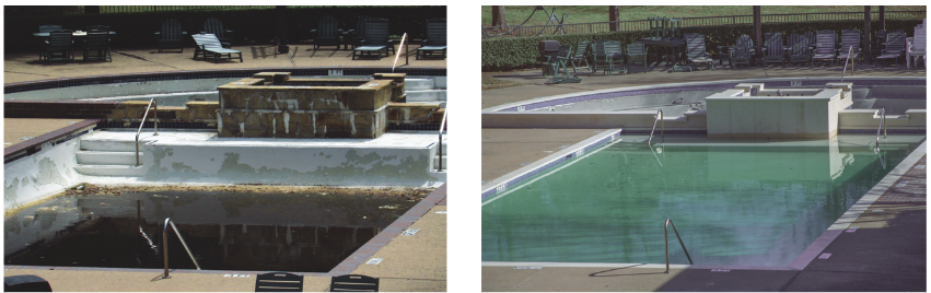 The clubhouse grew dirty during the pandemic, covered by The Mercury on September 27, 2022 (left). As of January 13, 2023 (right), the space looks radically different. Photo by André Averion | Mercury Staff