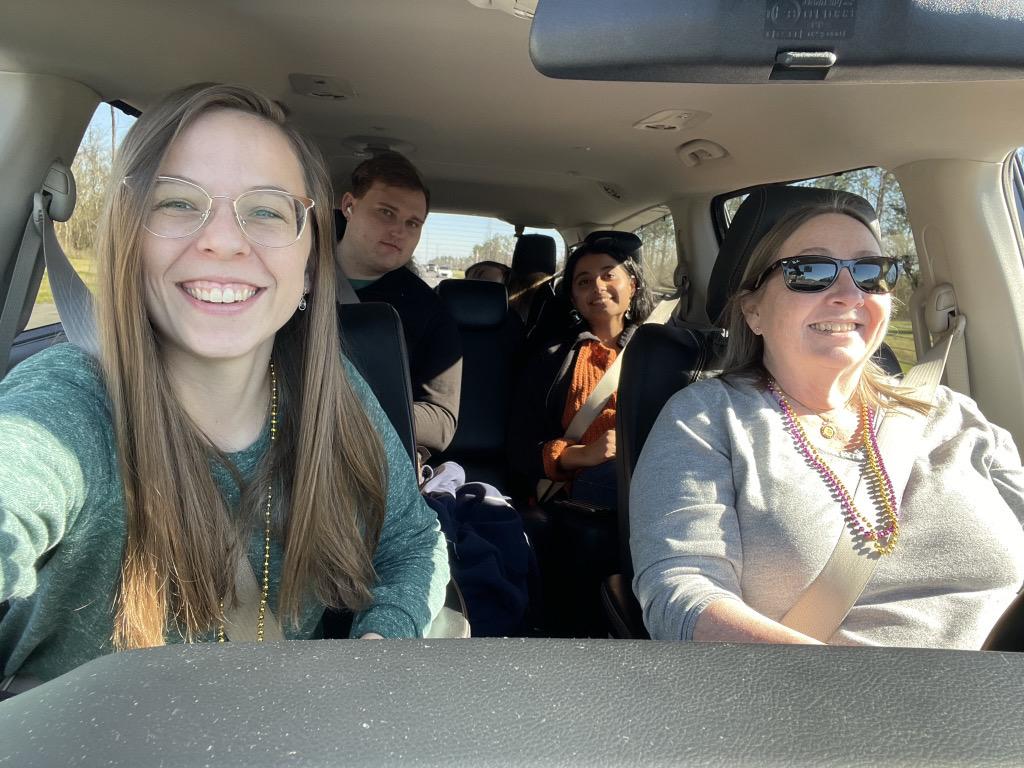 Kirby with Moot Court champion and political science senior Olivia Cooper en route to competition. Photo courtesy of Kara Curtis.